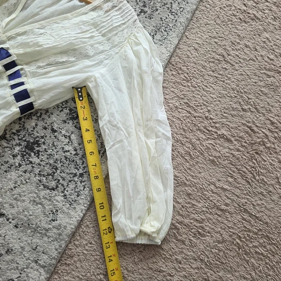 Lace Boho Western Chic Blouse Womens S Coastal Cowgirl Festival - Picture 8 of 8